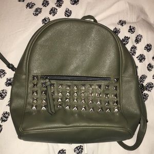 Olive Green Studded Mini Backpack